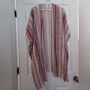 Japna Womens OSFM Striped Floral Kimono